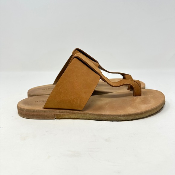 Vince. T-Strap Toe Loop Sandals Leather Brown Size 8 - Picture 7 of 9